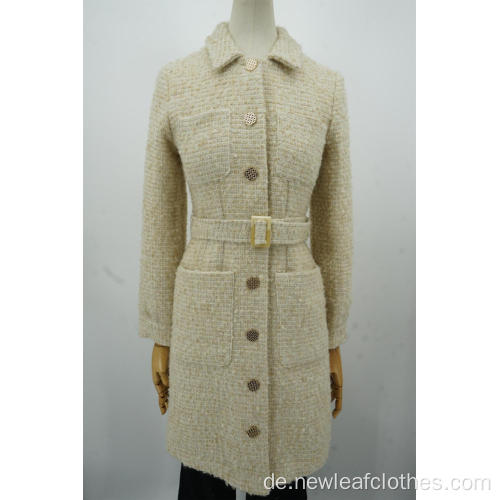 Ladies Coats Coats Langarm Tweed Stoff Ladies Kleid